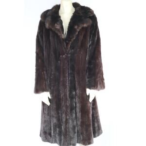Vintage Hollywood Furs Dark Brown Long Mink Fur Winter Coat Women’s Size S Warm